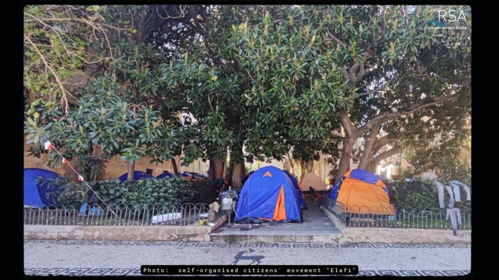 rhodes refugees sleeping on tents