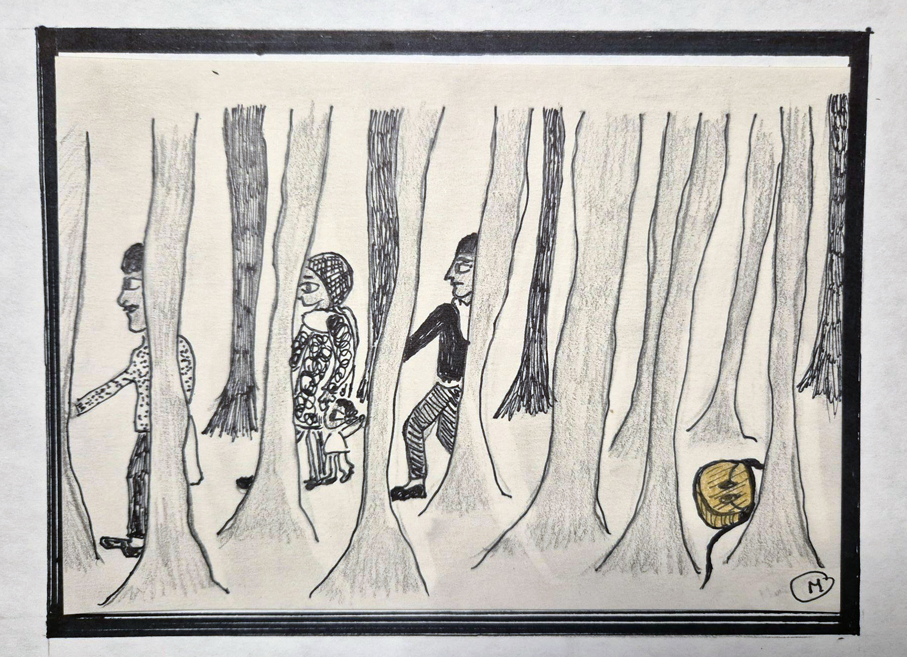 Nargis - A sketch by the photographer and artist Marily Stroux, who illustrated the women's words answering on: What did you manage to bring along to Greece from your home country after escaping?
